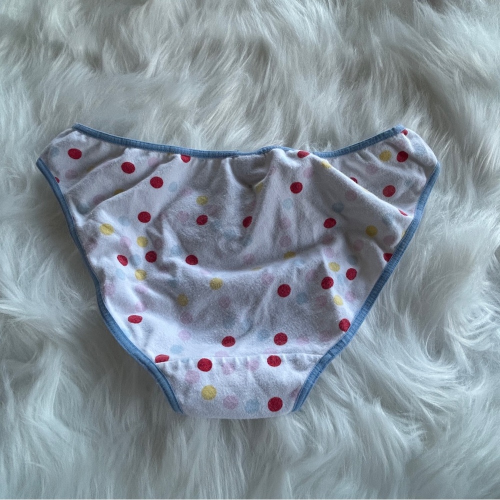 PINK Victoria's Secret White Polka Dot Panty‎ with Blue Trim y2k vintage VS a801 - Picture 4 of 4